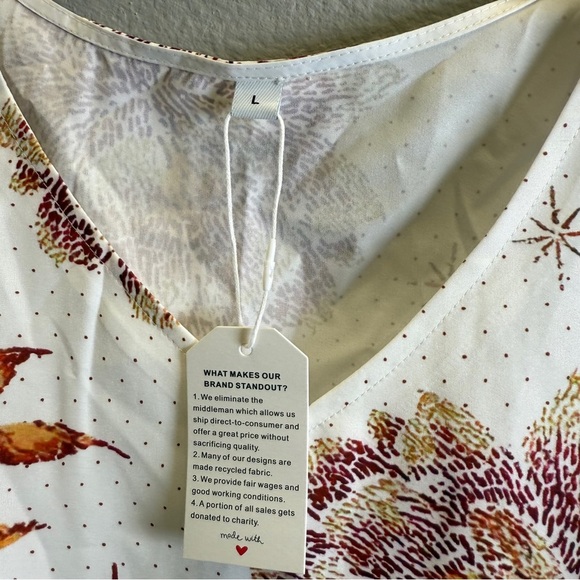 New Womens Dress Size Large Bohemian Floral Long Sleeve Dress Fall Colors New - Picture 6 of 7